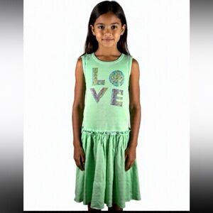 MIGNONE pretty green knit LOVE sparkles tank dress, Spring Summer School, 8